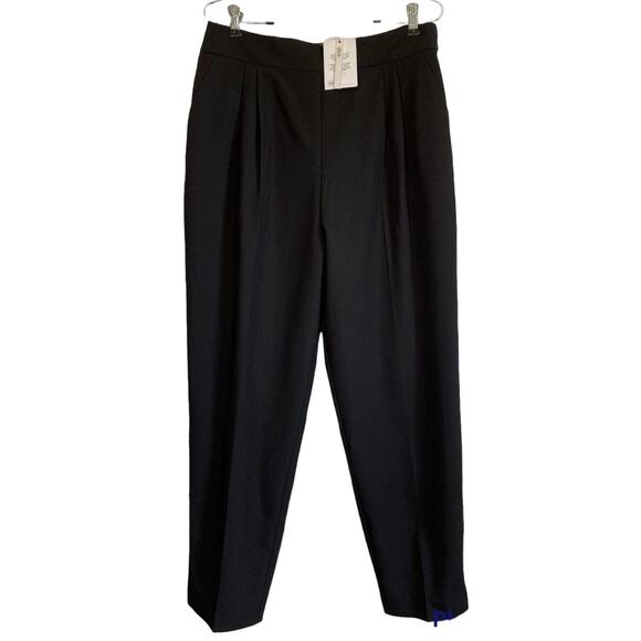 NWT Asos Black Pleated High Rise Dress Ankle Pant Women Sz 10 Tapered Pockets - Picture 1 of 12